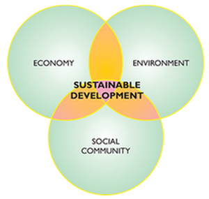 Venn diagram showing the formula for a sustainable environment